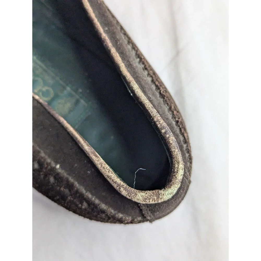 GUCCI VINTAGE brown suede leather mens 42 1/2 Italy Italian tassle loafers shoes